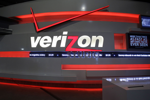 In this April 7, 2013, file photo, the Verizon studio booth at MetLife Stadium in East Rutherford, N.J. Verizon has agreed to buy online portal Yahoo Inc. for roughly $4.8 billion, according to multiple media reports sourcing unnamed sources (AP photo)